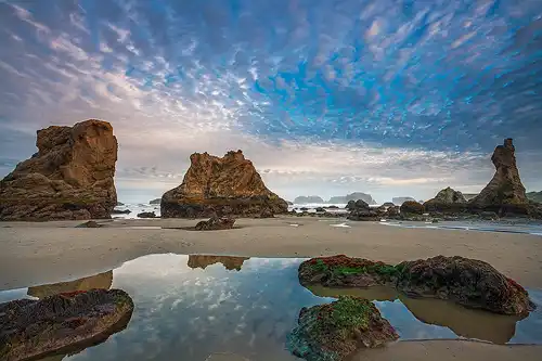 Sunrise photograph of Bandon Beach, Oregon Coast.