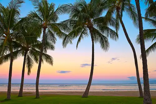 Sunrise photo of Waikiki Beach, Oahu, Hawaii.