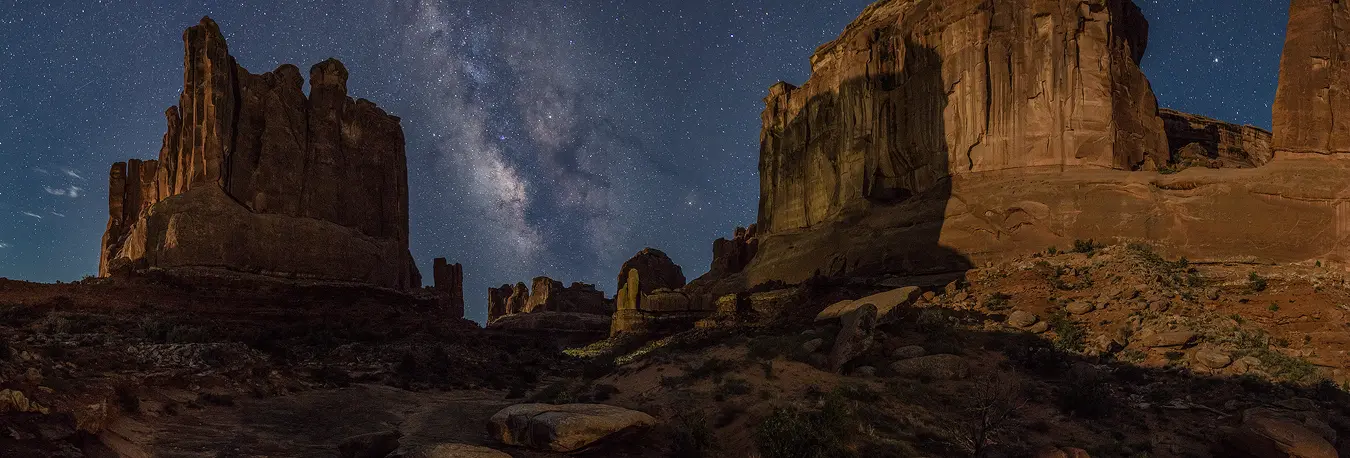 Milky Way over Arches National Park, Moab, Utah. A location for our photography workshop.