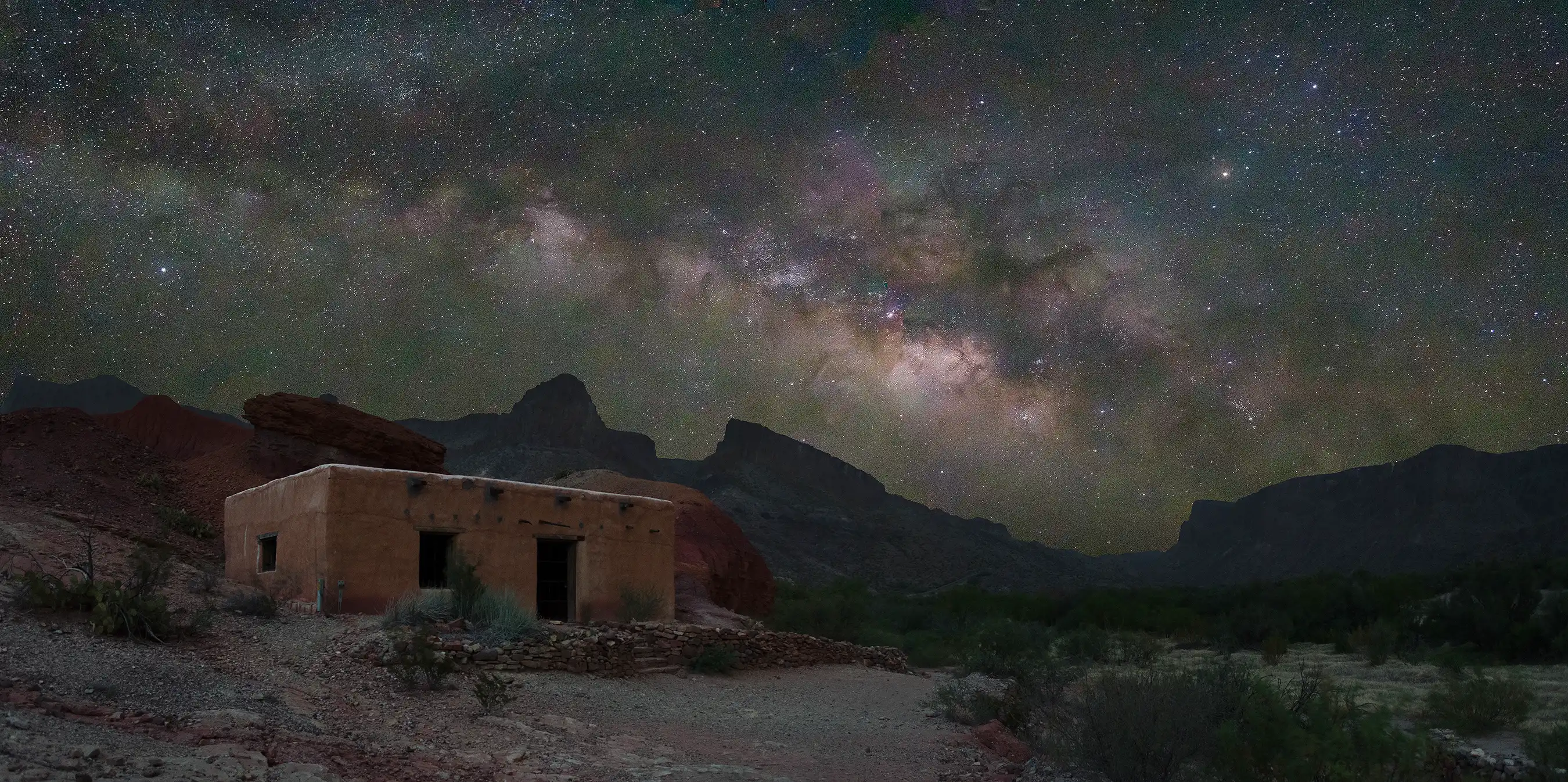 Milky Way above the Contrabando Movie Set in Big Bend Ranch State Park.
