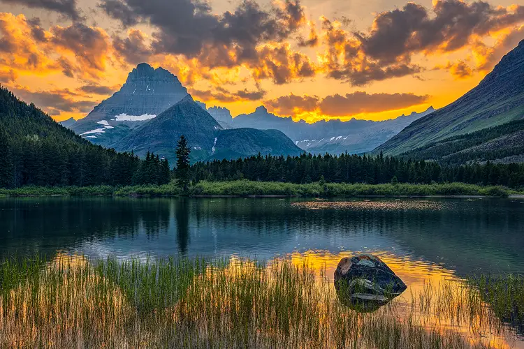 Sunset at Swiftcurrent Lake, Glacier National Park
