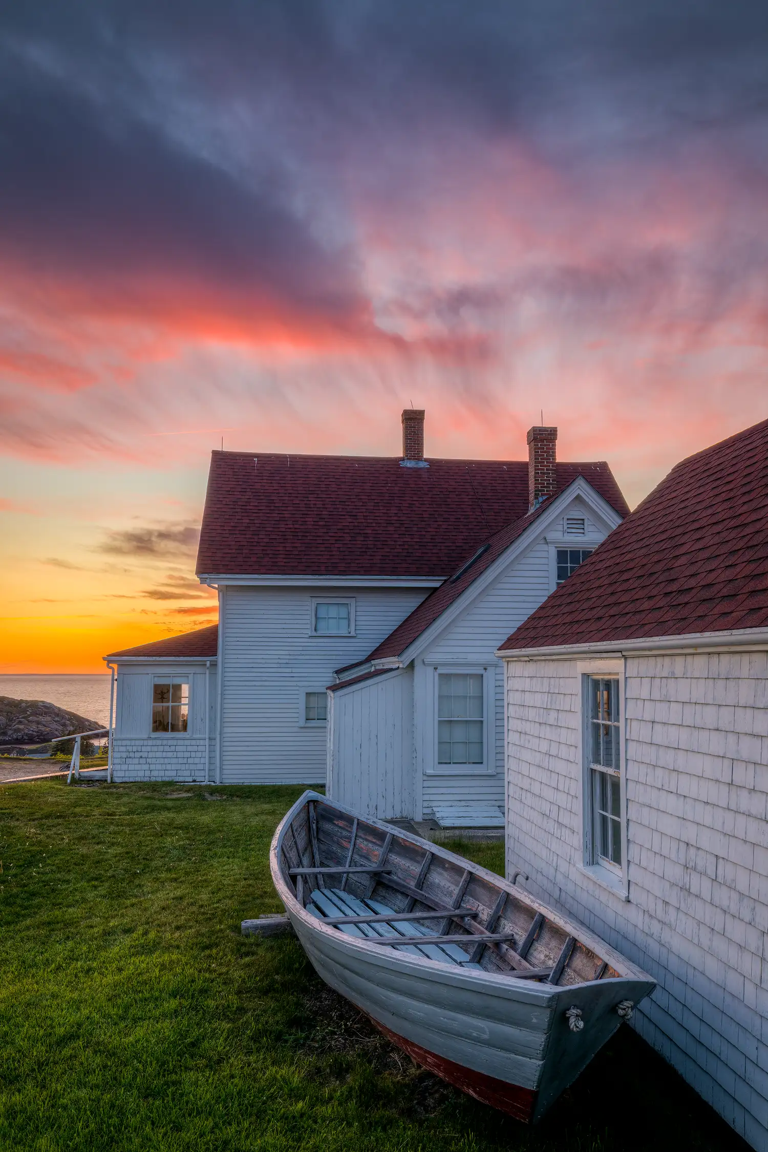Lighthouse keeper's house on the Maine coast.