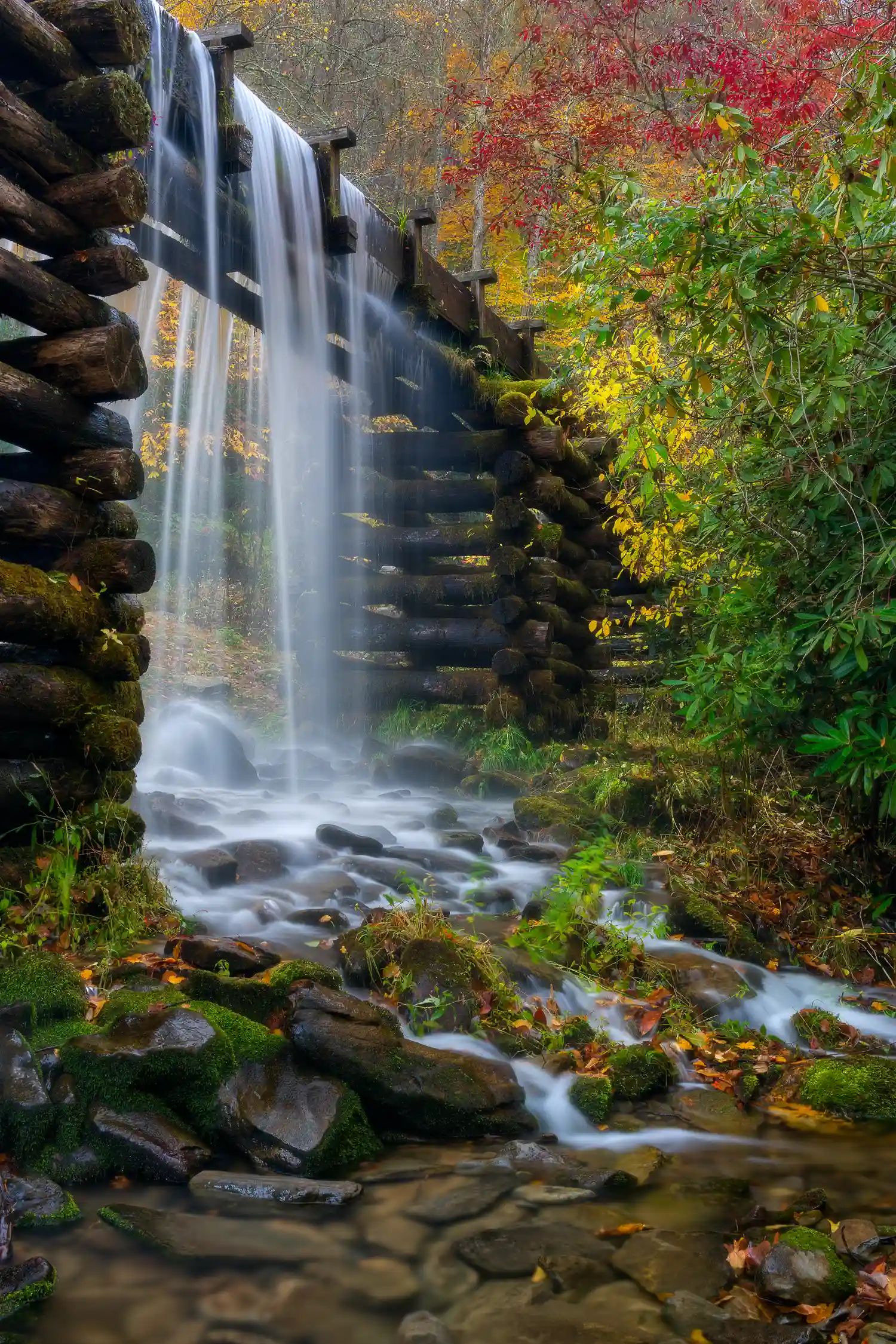 Mingus Mill in Great Smoky Mountains National Park in fall.
